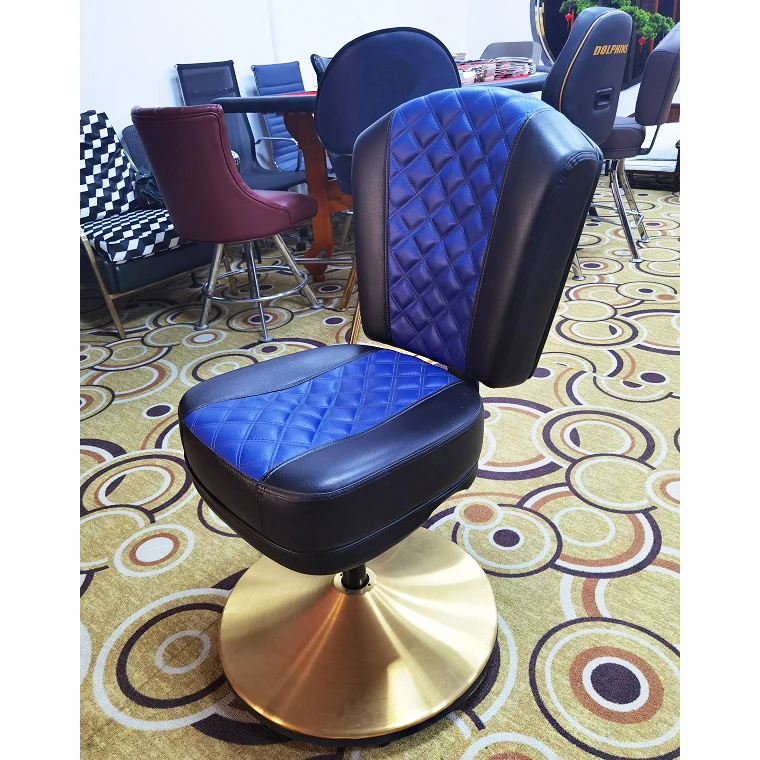 YH Casino Accessories Height Adjustable Custom Logo Blue And Black Pu Leather Casino Gaming Chair Luxury Bar Chair