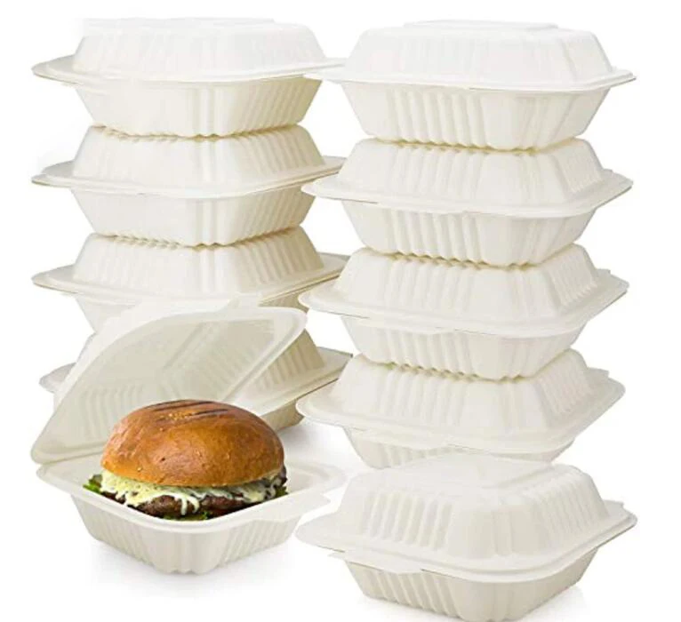 Customized Size Compostable Food Container Disposable Eco Friendly Corn Starch Burger Box for Takeout
