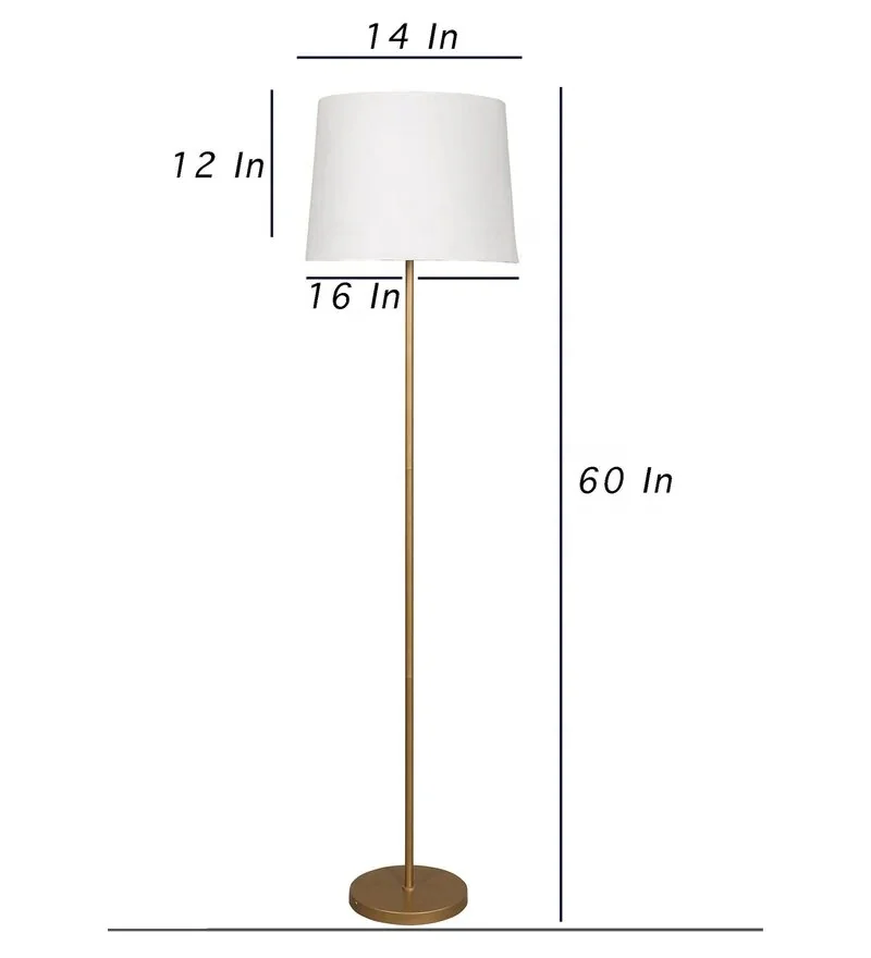 Best Quality Modern Gold Color Metal Lamp With White Drum Shade .
