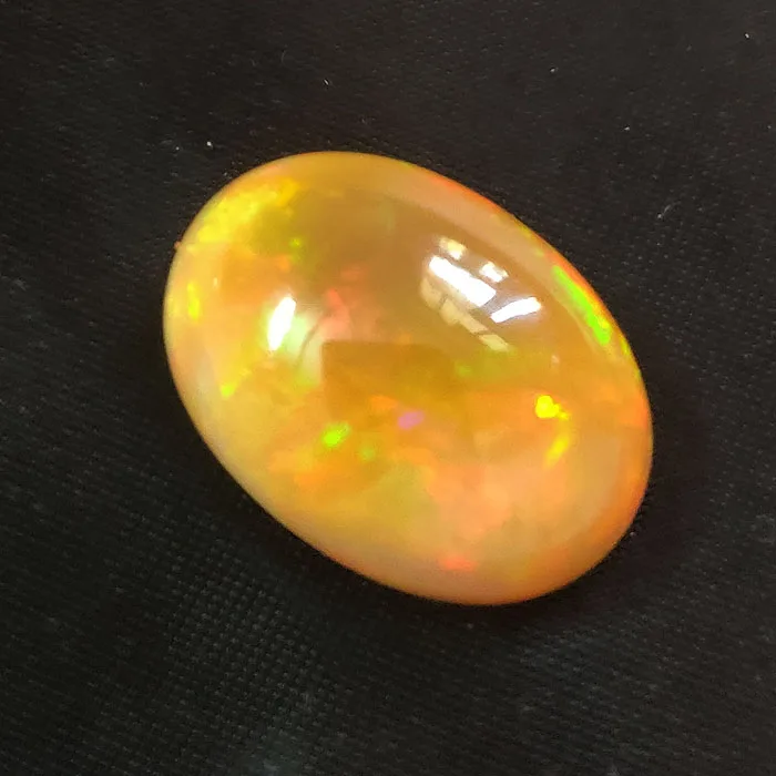 Natural Ethiopian opal 21x15mm oval cabochon 14.35 cts genuine opal cab for jewelry full of fire oval yellow opal gemstones cab
