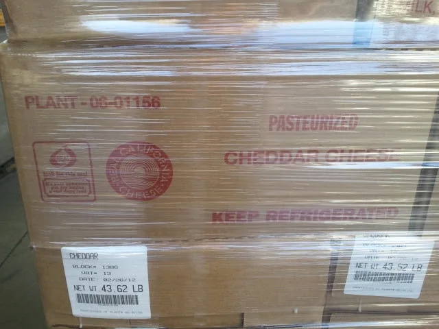 Cheddar Cheese Blocks 40 lb (18.14 kg) Made in the USA