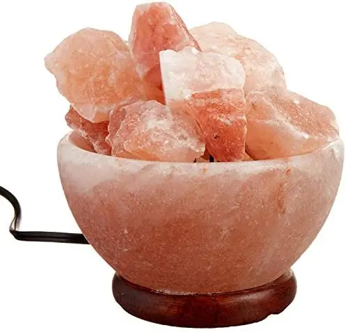 Top Selling Himalayan Salt Lamp Fire Bowl Carved Pyramid Style with Decorative Salt Chunks for Home Decoration