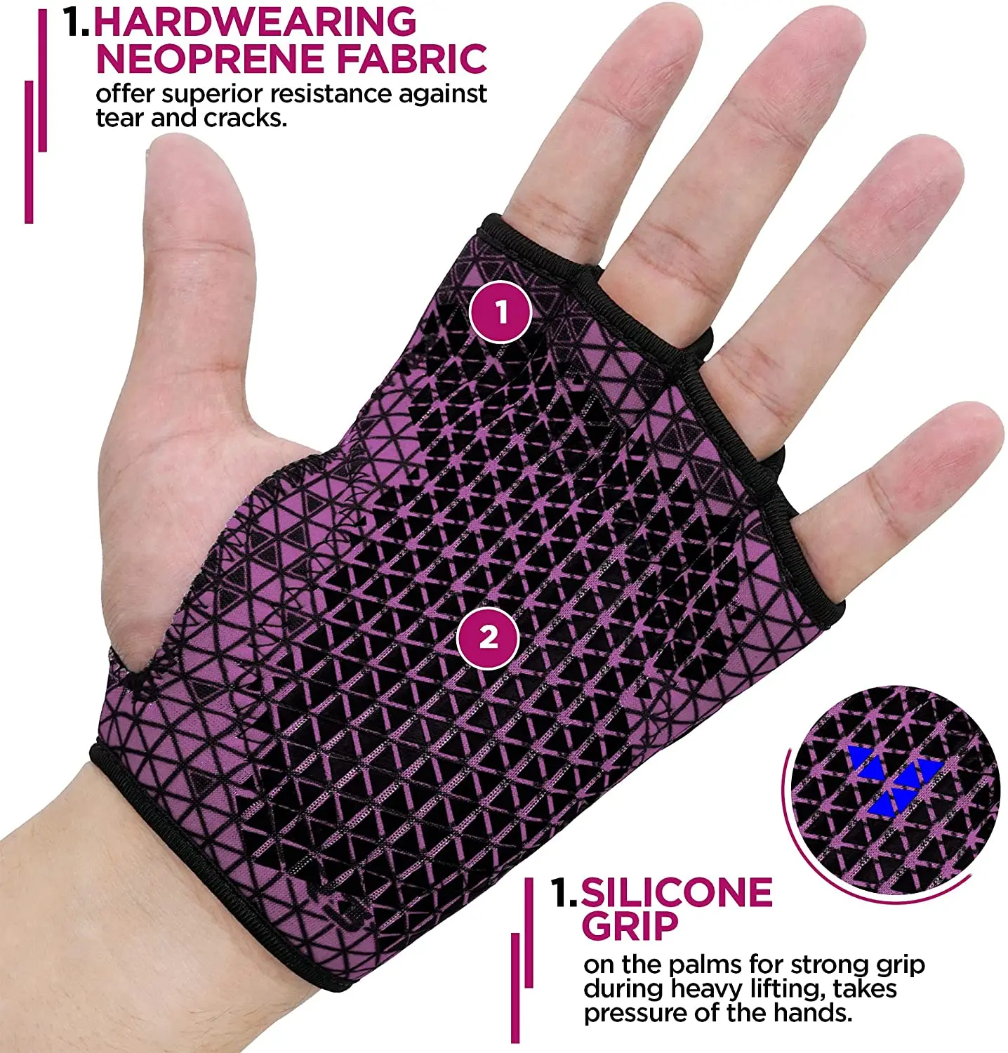 Weight Lifting Gloves Grip, Non Slip Neoprene Ventilated Gym Barehand Gripper, Silicon Palm Protection, Powerlifting Fitness