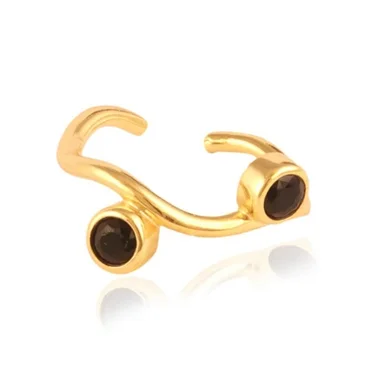 Explore New Black Onyx Gemstone Design Brass Exclusive Jewellery Gold Plated Brass Ring Raw Design Ring
