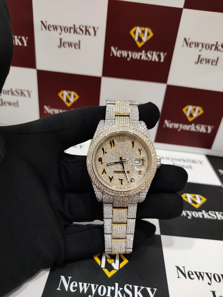 Cheap Price 41 MM Luxury Hip Hop Customized Moissanite Watch Pass Diamond Tester VVS Moissanite High Quality Iced Out Watch For