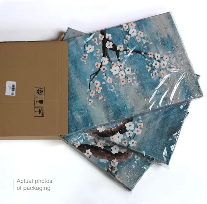 3 Piece Wall Art Hand-Painted Framed Flower Oil Painting On Canvas Gallery Wrapped Modern Floral Artwork for Decor