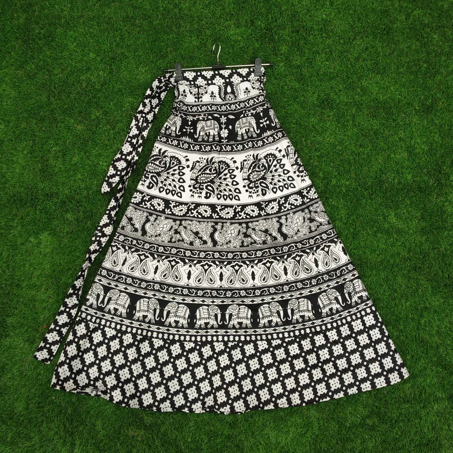 Buy Indian Women Block Print Cotton Long Wrap Around Skirt from India