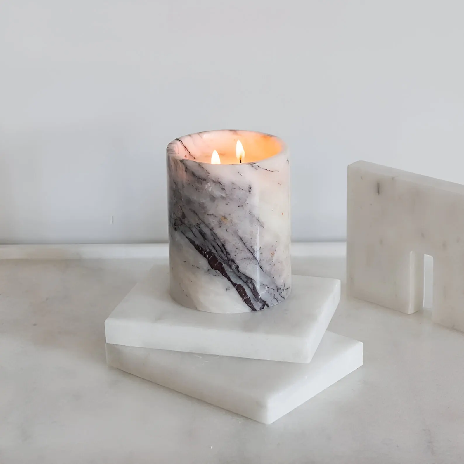 Wholesale Stone Candle Marble Holder Agate Candle Stand Table Top Handmade  Jar Decorative Candle Holder Home Decor