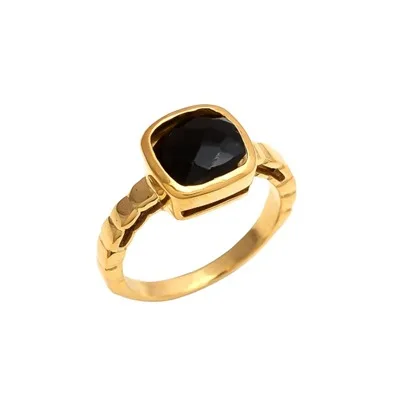 Black Onyx Brass Cushion Shape Gemstone Handcrafted Jewelry Piece Premium Quality Healing Stone Unique Design for Elegance