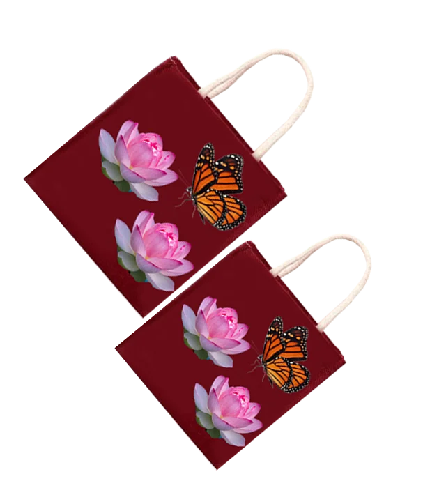 Eco friendly nice Printed Shopping large jute bag weaved padded handle brown color bag made in West Bengal