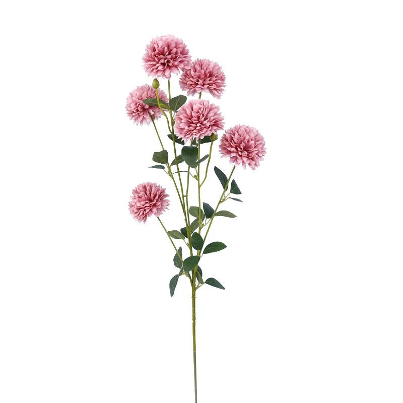 6 Heads of Single  Artificial Chrysanthemum Ball Flowers for Home Garden Party Office Coffee House Decoration