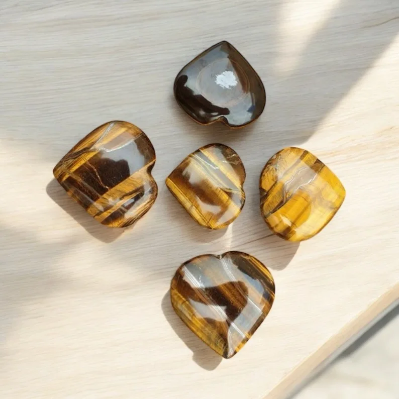 Натуральный коричневый тигровый глаз в форме сердца лечебный камень для медитации и домашнего декора