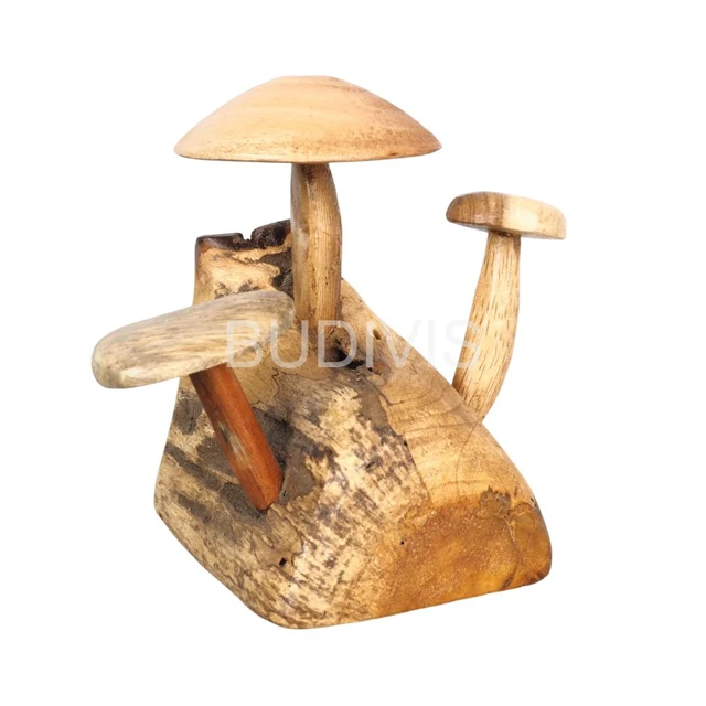 Wholesale Natural Color Wooden Mushroom for Home or Garden Decoration, Accept Custom Size Wooden Mushroom Decoration