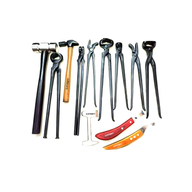 Veterinary 12 Pcs Horse Farrier Hoof Grooming Shoe Care Tools Kit  Hoof Clincher Nipper Cutter Rasp Hammer Hoof Knife