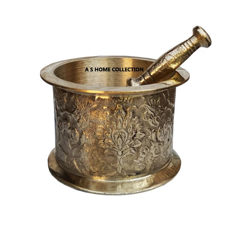 brass decorative design antique wholesale best quality mortar and pestle for kitchen