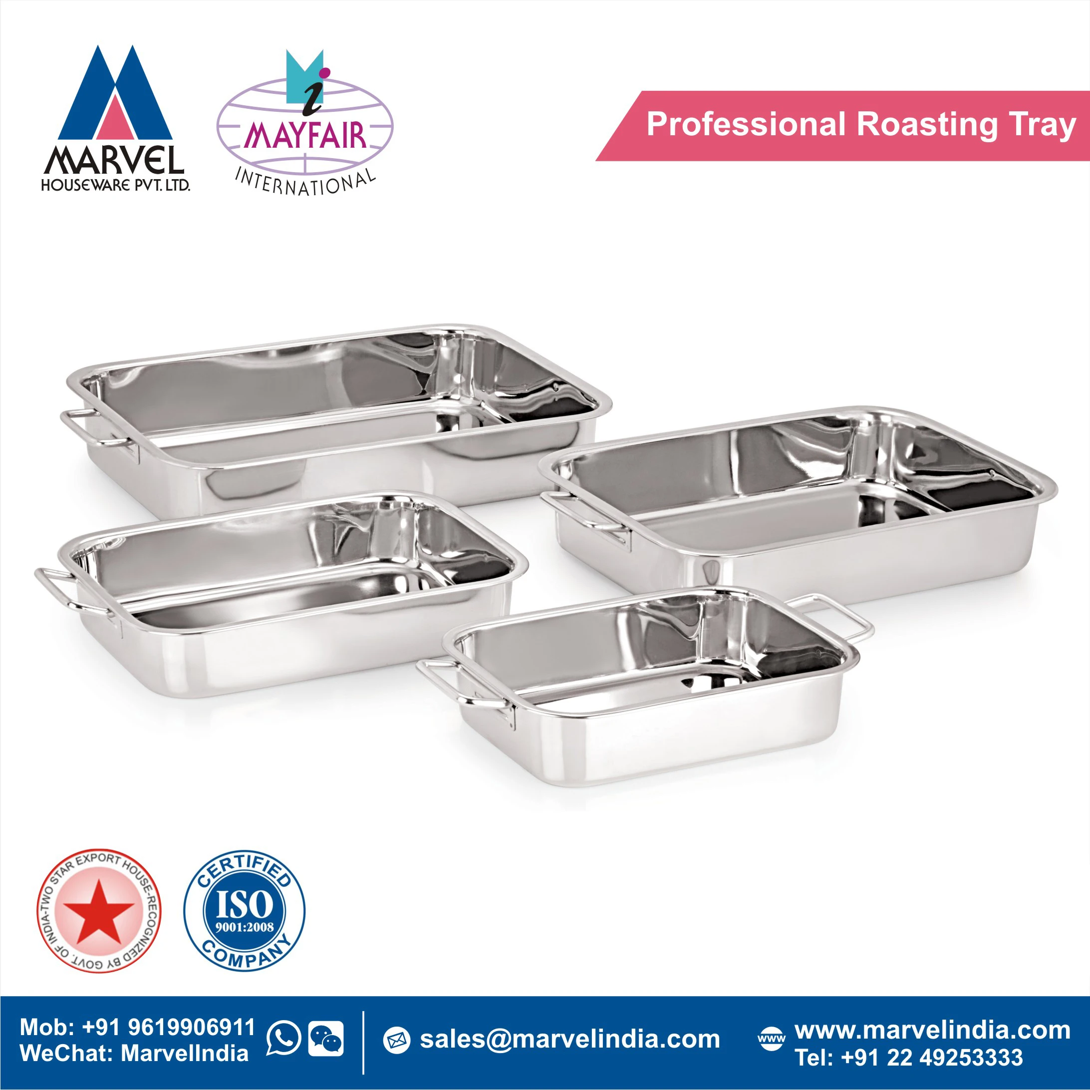 Профессиональный поднос для обжарки из нержавеющей стали с двумя боковыми ручками