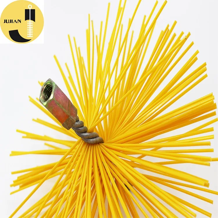 7Inch 175mm 200mm Round Pellet Yellow Nylon Stove Chimney Cleaning Brush Kit