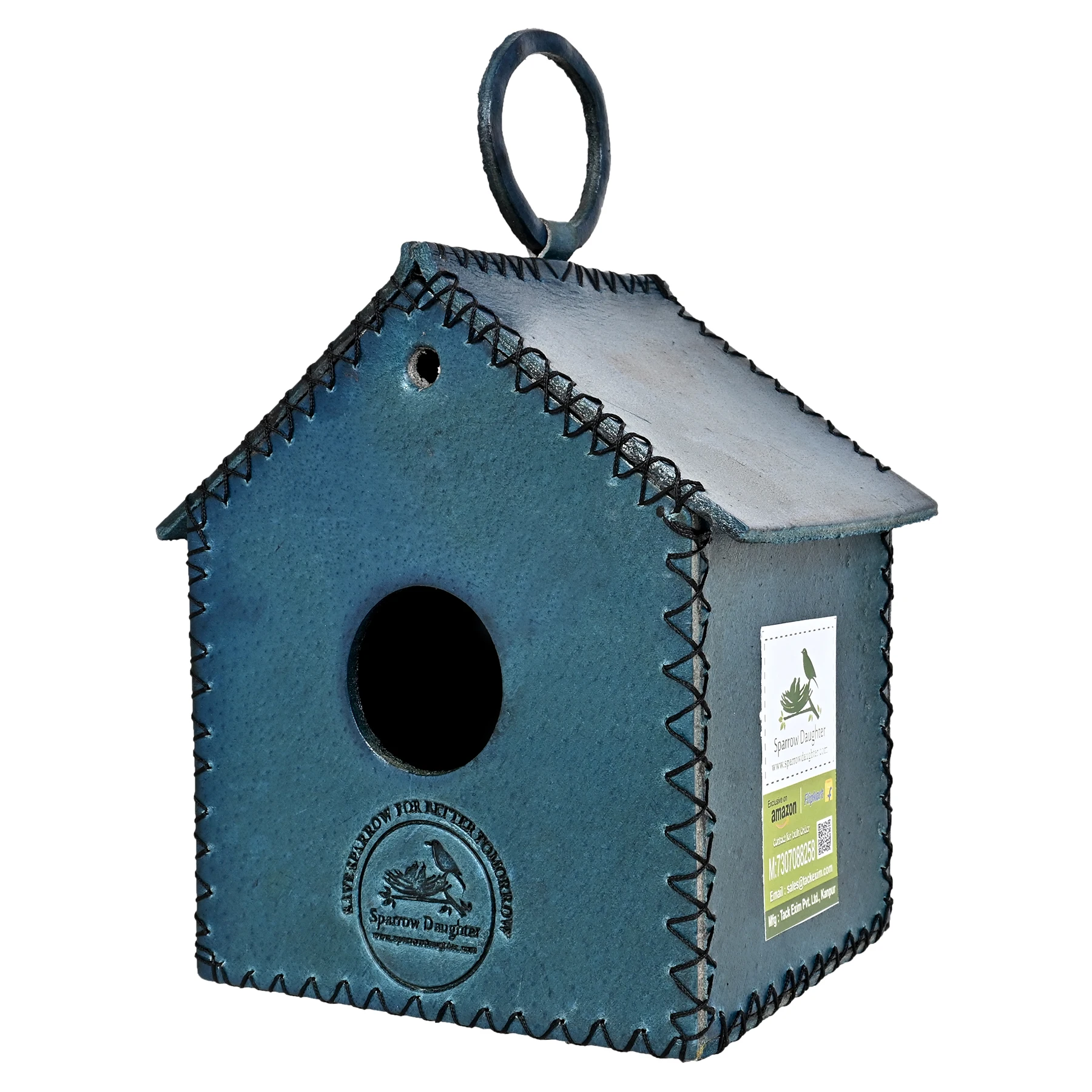 BIRD NATURAL HABITAT GENUINE LEATHER BIRD HOUSE SMALL HUT SIZE HANGING INDOOR OUTDOOR BIRD PET CARE