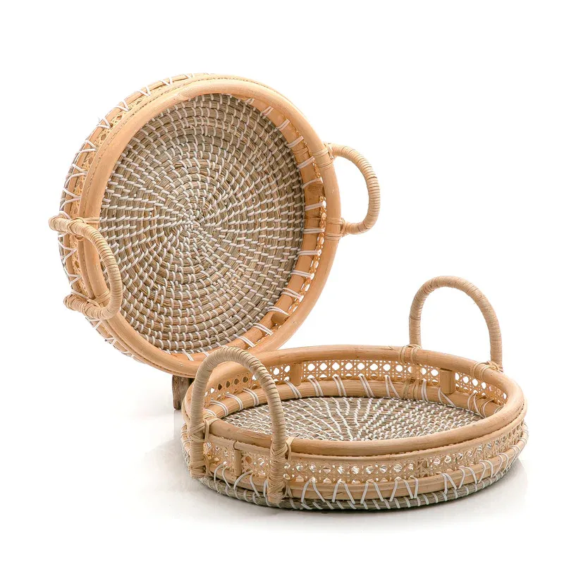 Натуральная плетеная корзина для морских водорослей сервировочный поднос высококачественные и дешевые плетеные подносы произведенные во Вьетнаме