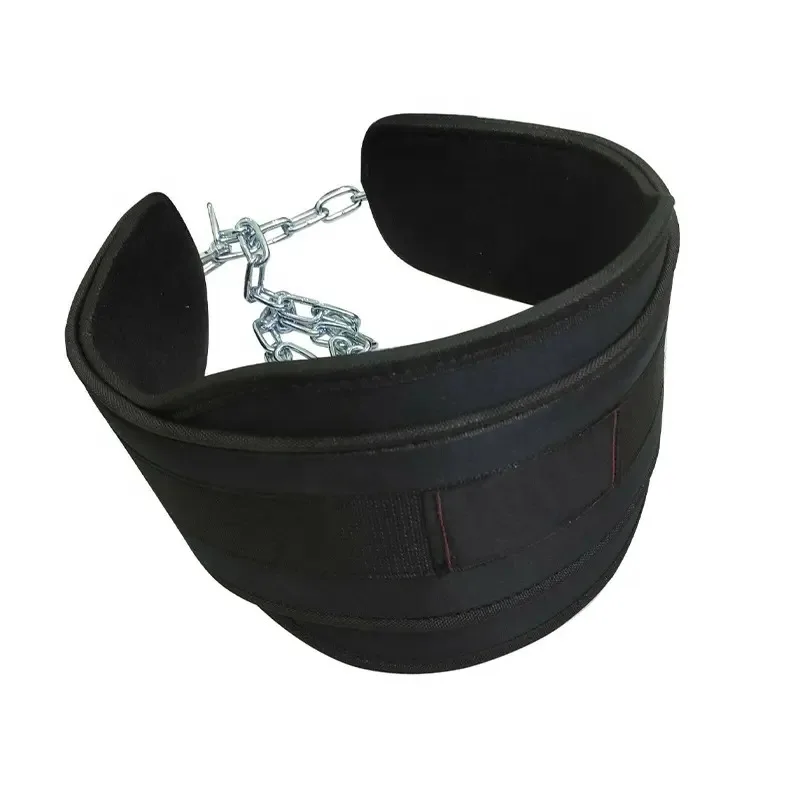 2023 Latest Design wholesale Heavy Duty Nylon Neoprene Dipping Belts Weightlifting Dip Belt With Long Chain for men