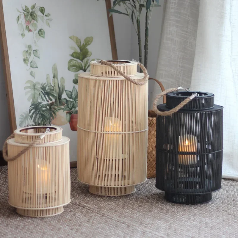 Antique Lanterns Candle Holders Floor Lamp Covers Product Wicker Bamboo Handmade Lantern Vietnam Decoration Wedding Home Decor