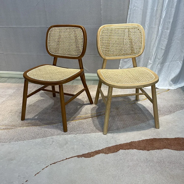 Wholesale Luxury Solid Wooden Rattan Home Dining Restaurant Hotel Cafe Coffee Shop Chair
