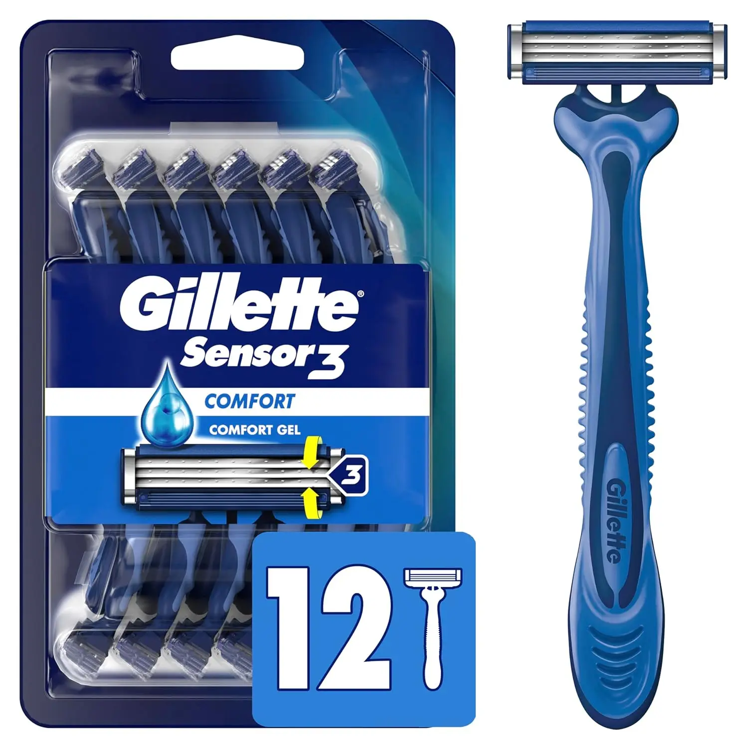 Gillette Sensor3 удобные мужские одноразовые бритвы 12 бритв