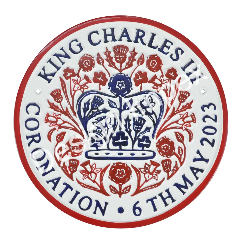 King Charles III Coronation 6th May2023 Wall Sign Cast Iron Handpainted General Sign Wall Decorative Metal Plaque Best Prices