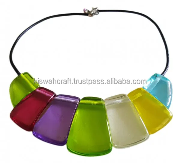 Epoxy resin Statement Necklace Women Gold Antique Wooden Chunky Choker Fashion Jewelry Standerd