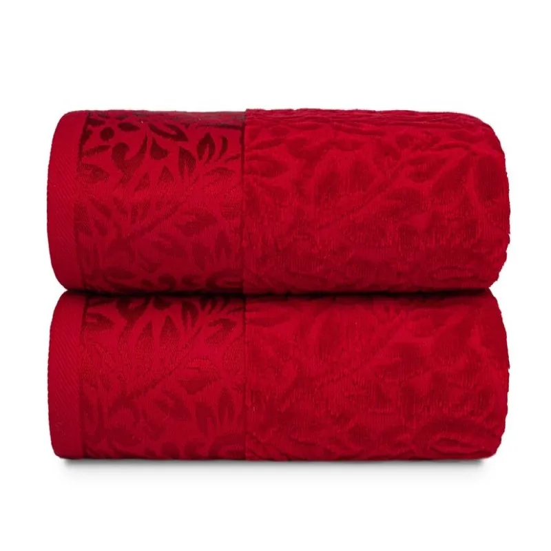 Thick Bath Towel Set Quick Dry Luxury Elegant Design 100% Cotton Soft Whole Sale Bath Towels For Hotel & Home Red