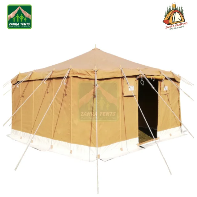 Outdoors Cotton Canvas Deluxe Camping Tent Living Room Glamping Luxury Khaki Deluxe Tent New Design Deluxe Tent