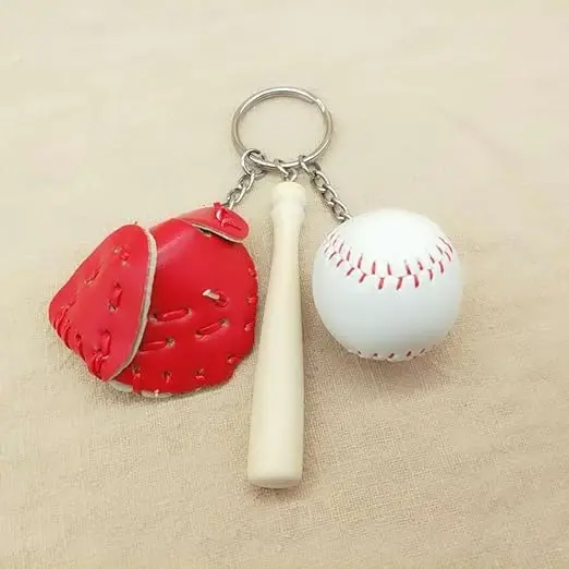 Baseball bat keychain baseball sticks wooden small stick key chains for girls bag  gifts wholesale