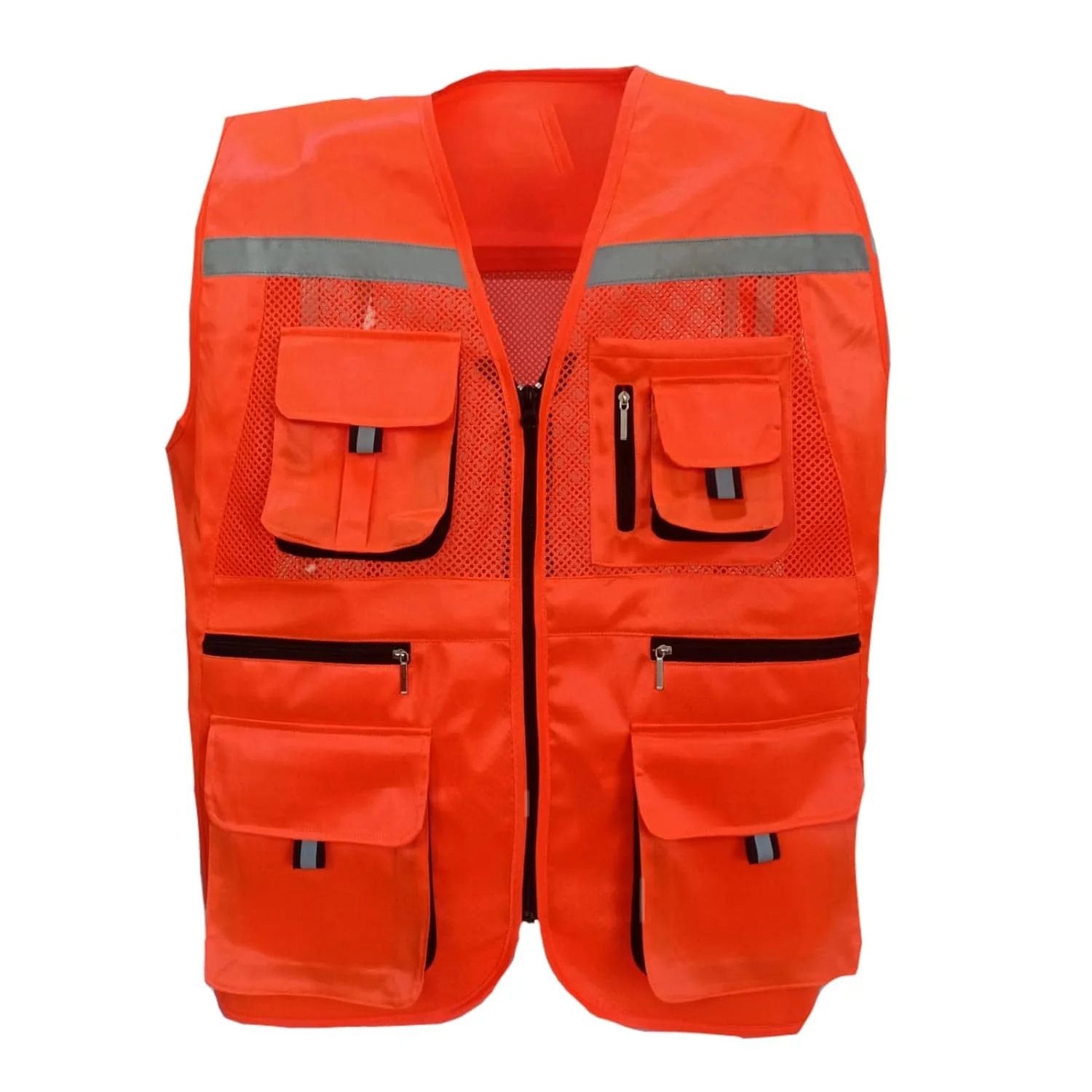 Customized Premium High Quality Reflective Sleeveless Vest Construction Safety Vest Export Manufacturing From Bangladesh