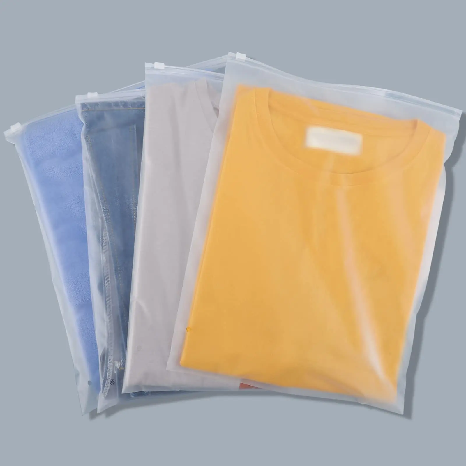 Resealable Plastic Adhesive Poly Frosted Biodegradable Zipper Cloth Vacuum Self Seal Zip Lock Mailer Packaging Bag for Clothes