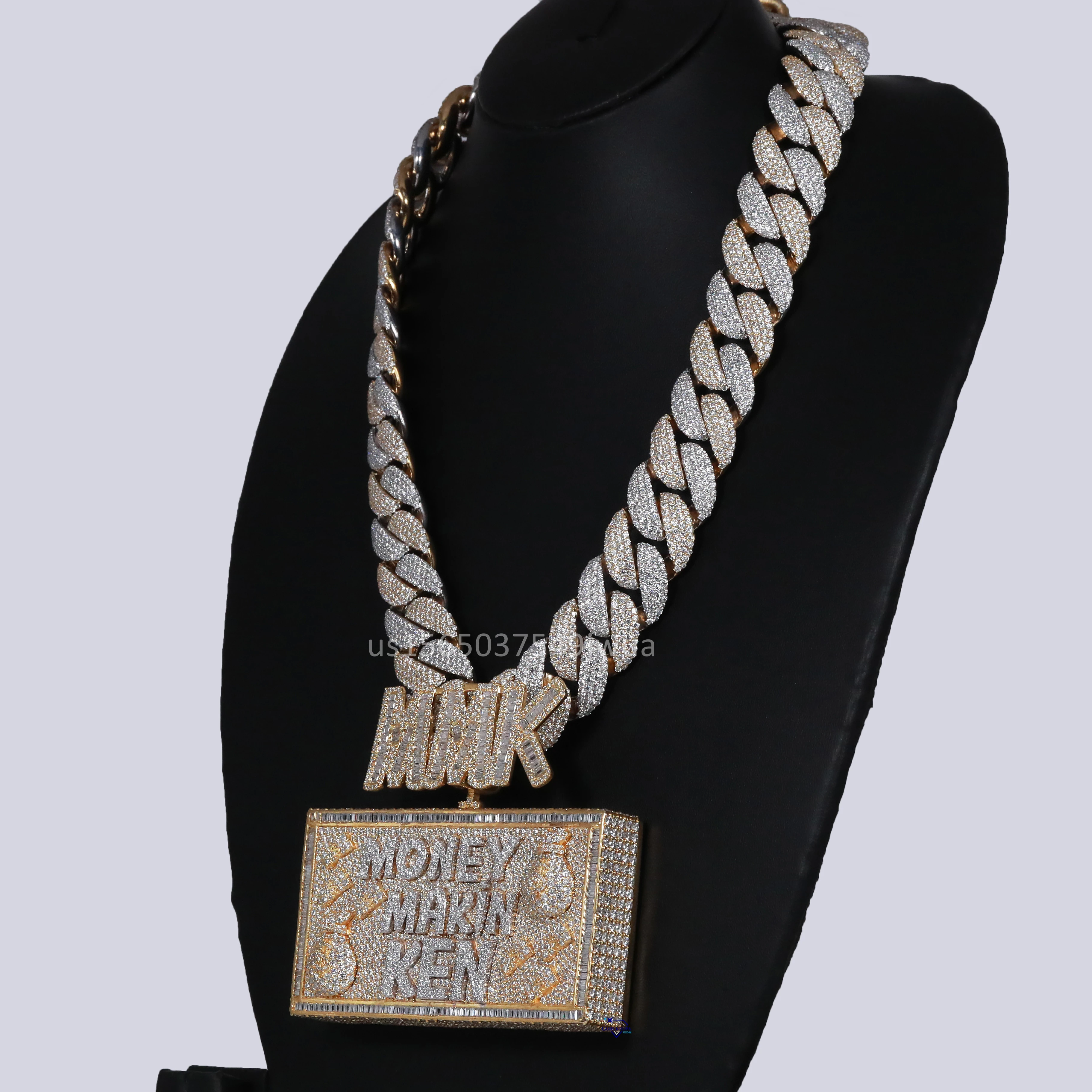 Attractive Design Mens Jewelry Crafted With 925 Sterling Silver Fully Iced Out Chain With Pendant Featuring Moissanite Diamonds