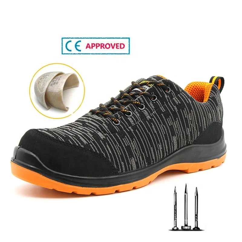 CE verified oil and slip resistant anti puncture fiberglass toe metal free men work safety shoes sports light weight