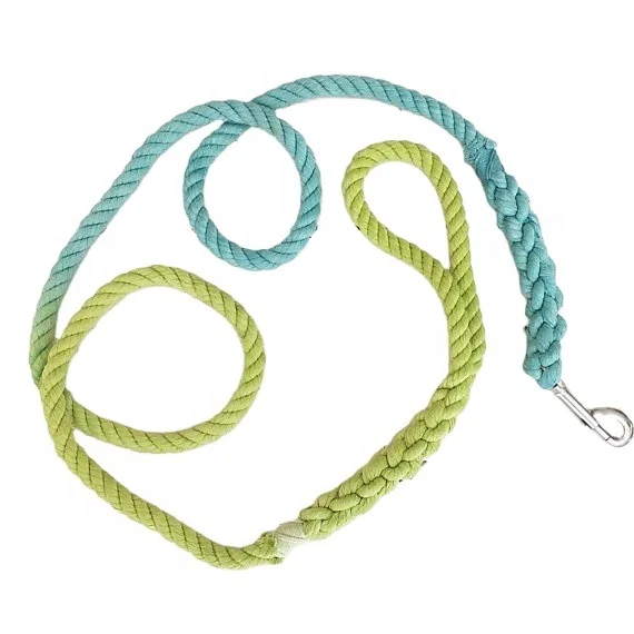 Pet leash heavy duty durable custom customized braided paracord rope cotton dog leashes with brass snap