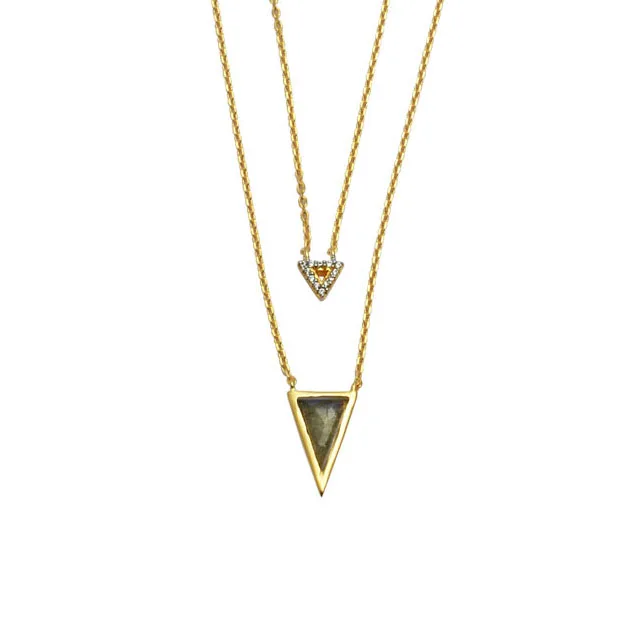 Trendy high quality fine vermeil drop necklace gold plated chunky fine 925 sterling silver blue topaz stone pendant necklace