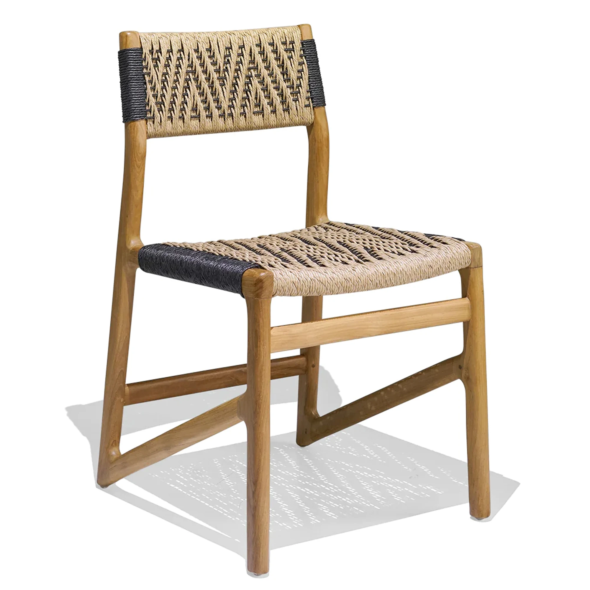 Solid Teak Frame With 2-Colors Synthetic Rattan Dining ArmlessChair-KL