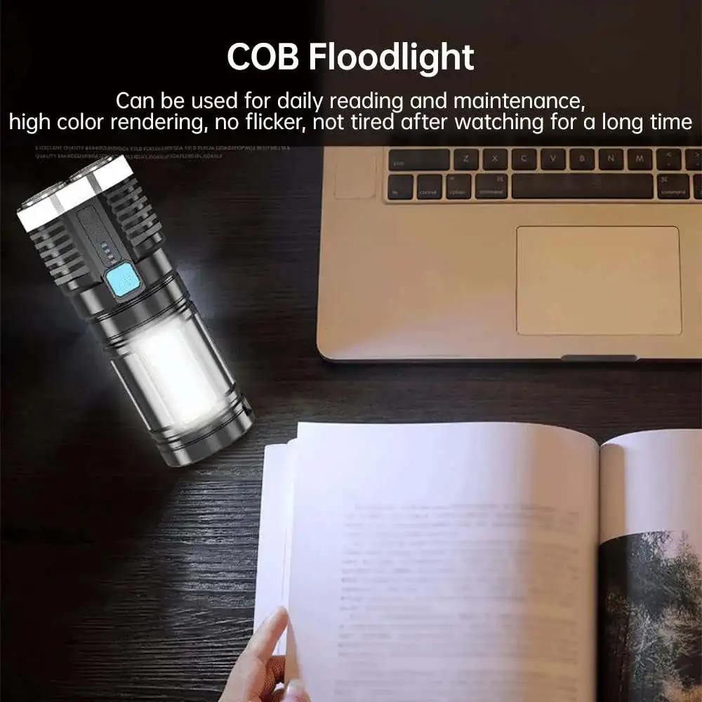 Super Bright COB LED powerful Flashlight Searchlight lampe torche linterna Rechargeable long range Led Flashlight torch Light