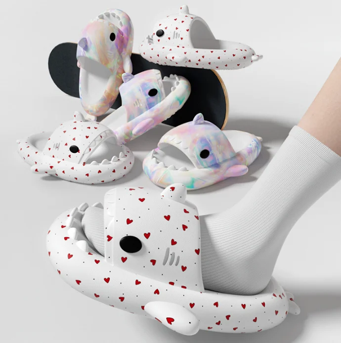 Cartoon Cute Rainbow Shark Soft Soled Slippers Comfortable Shoes