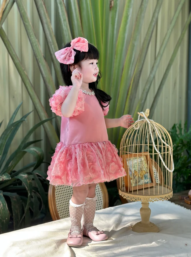 Nhung Nguyen Princess Dress OEM ODM Daily Baby Girl Kid Clothes Daily Ruffled Hem Baby Doll Dress Made Vietnam Children Age