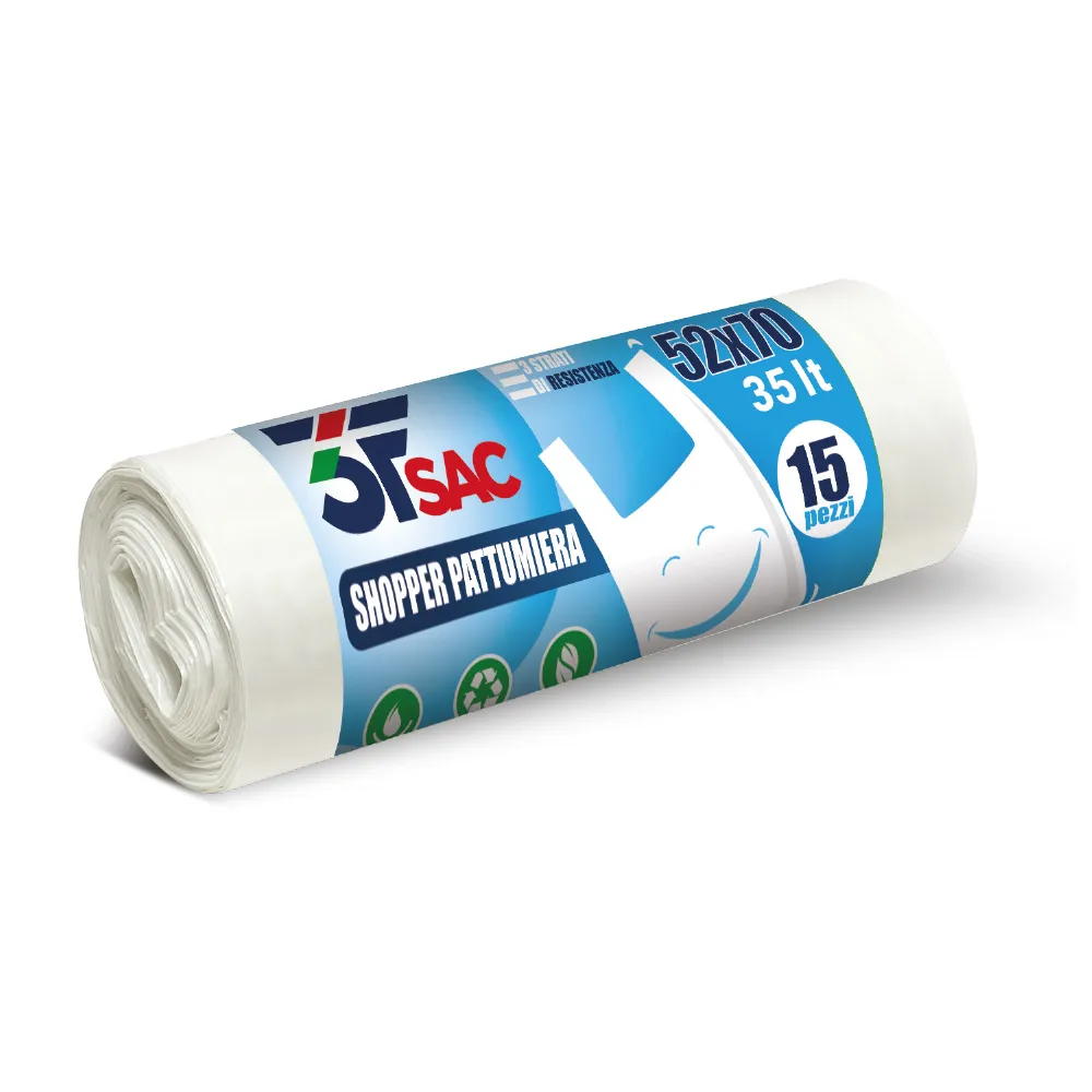 Wholesale 15 Trash garbage bags 52x70 cm 35 litres with 3 layer ldpe shopper handle Neutral Colour