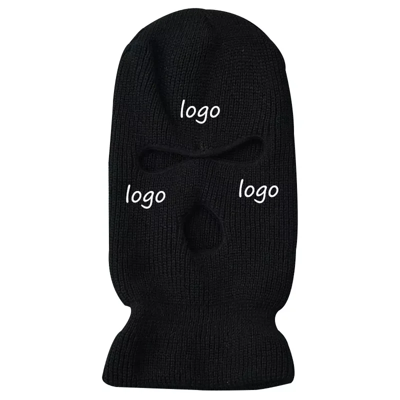 Designer Custom Embroidery Logo Full Face Cover Rapper Bandit Knit Skimask Embroidered Balaclava Ski Mask