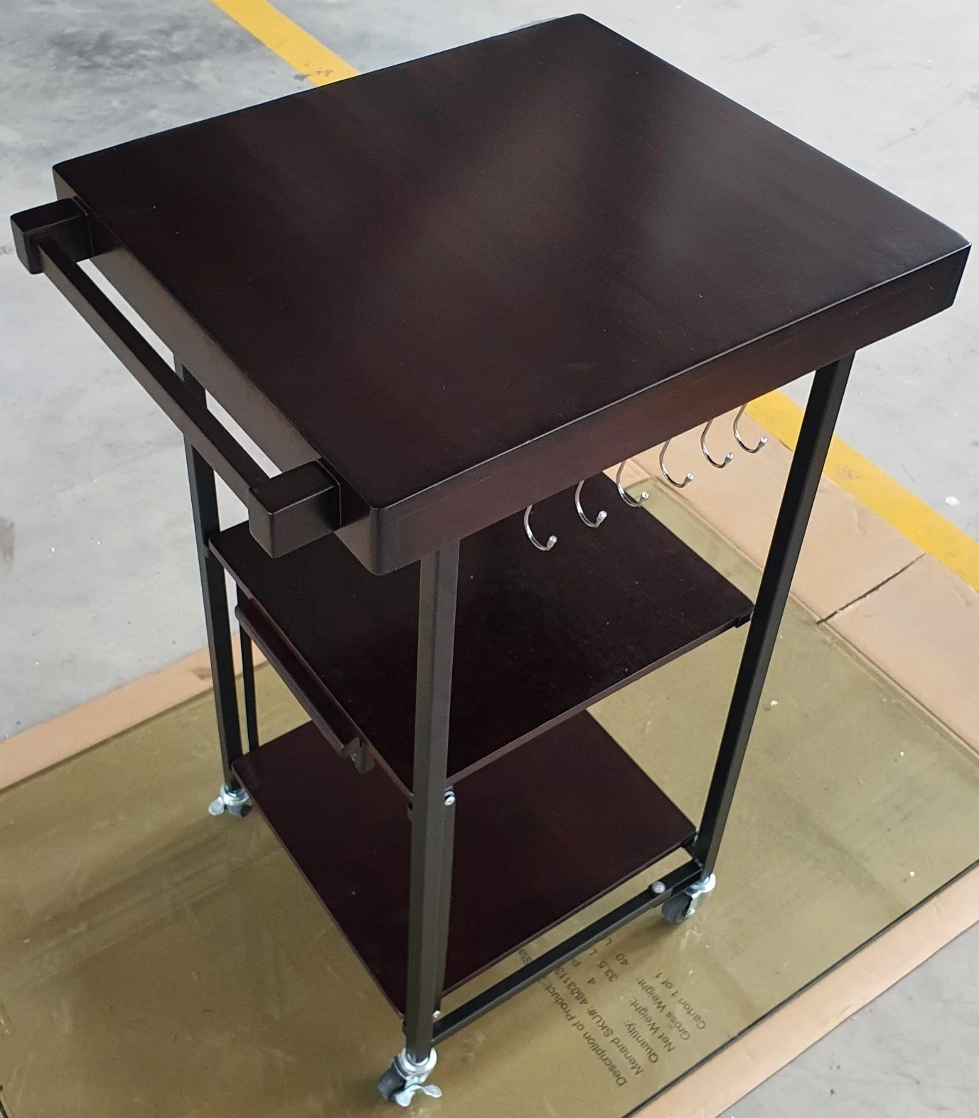 Acacia Wood Rectangular Folding Kitchen Cart with drawer Collapsible Multifunction tsv 3-tier kitchen cart