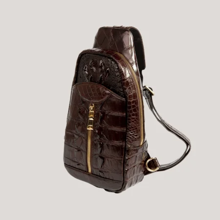 Wholesale Genuine leather sling bag for men Crocodile leather chest bags Size 31*18*9cm customized leather chest bag