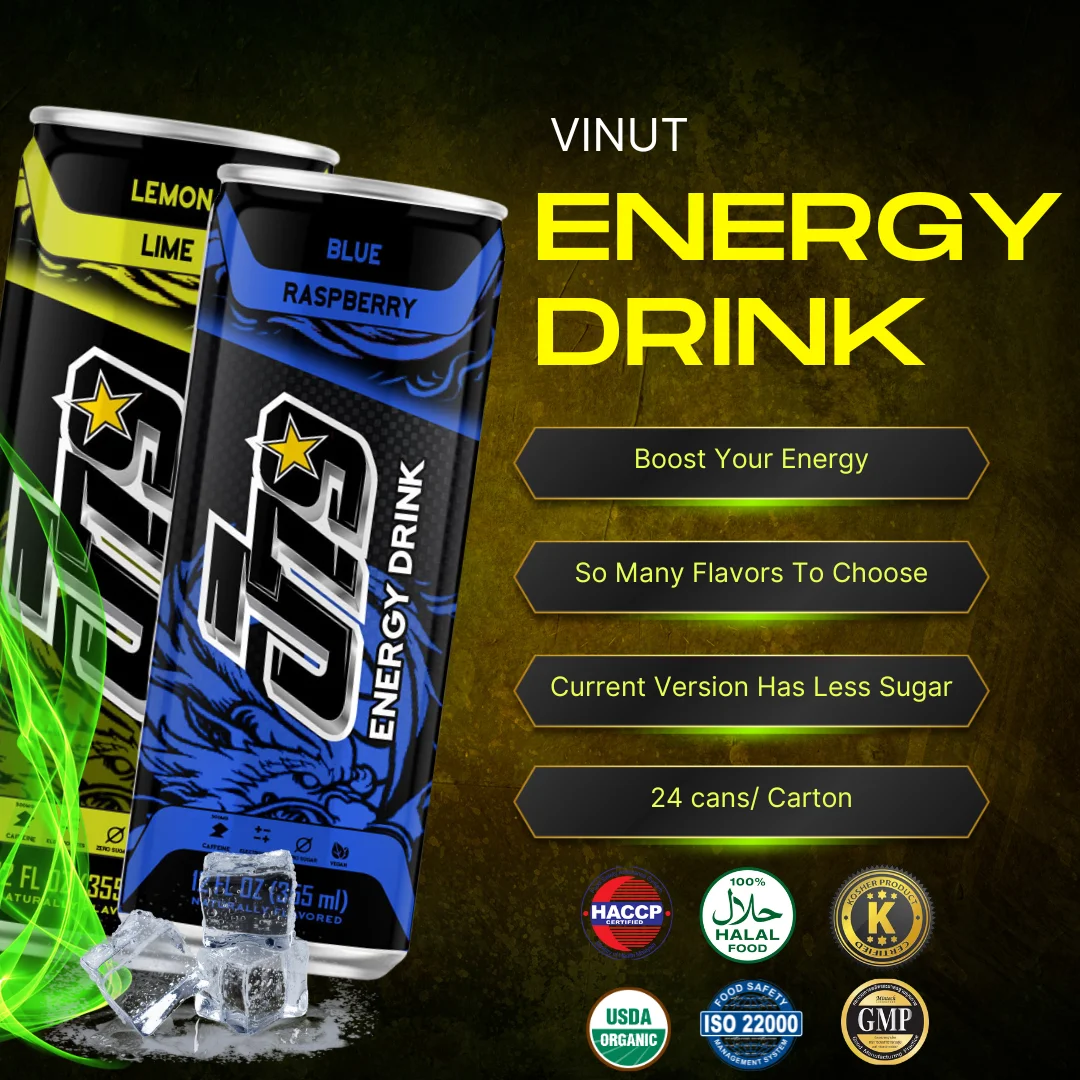 Wholesale Supplier Strawberry Energy Drink  355ml VINUT -  Sugar Free, Essential A,E-Vitamins, Free Sample, OEM/ODM