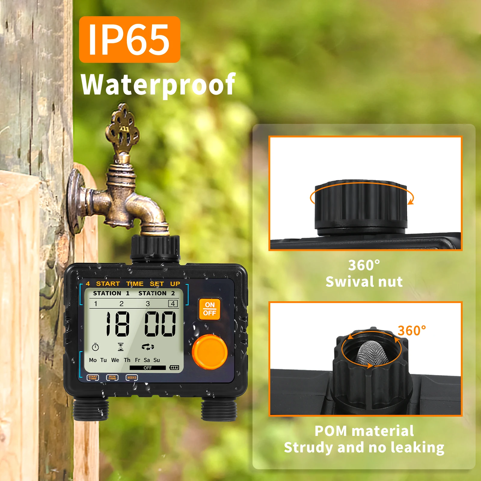Programming Automatic Garden Watering Single Outlets Tap Timer, Solenoid Valve  For Outdoor Sprinkler, Hose And Irrigation