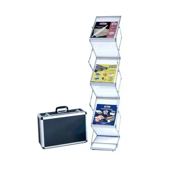 Portable Z-Type a4 floor modern literature brochure holder stands with aluminum case