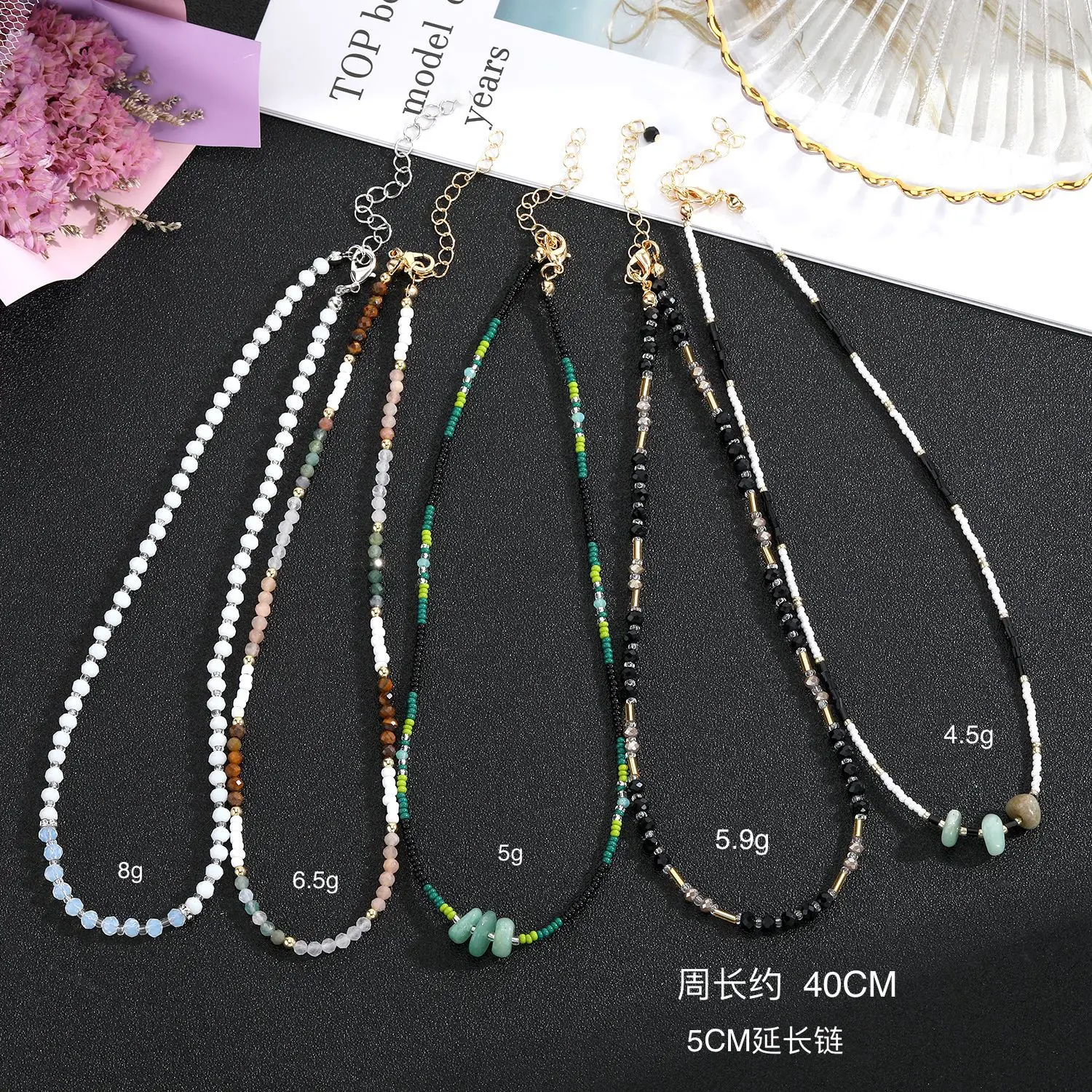 Beach Summer Handmade Multi Colored Jade Natural Stone Bead Freshwater Pearl Gemstone Bead Choker Necklace For Women Jewelry